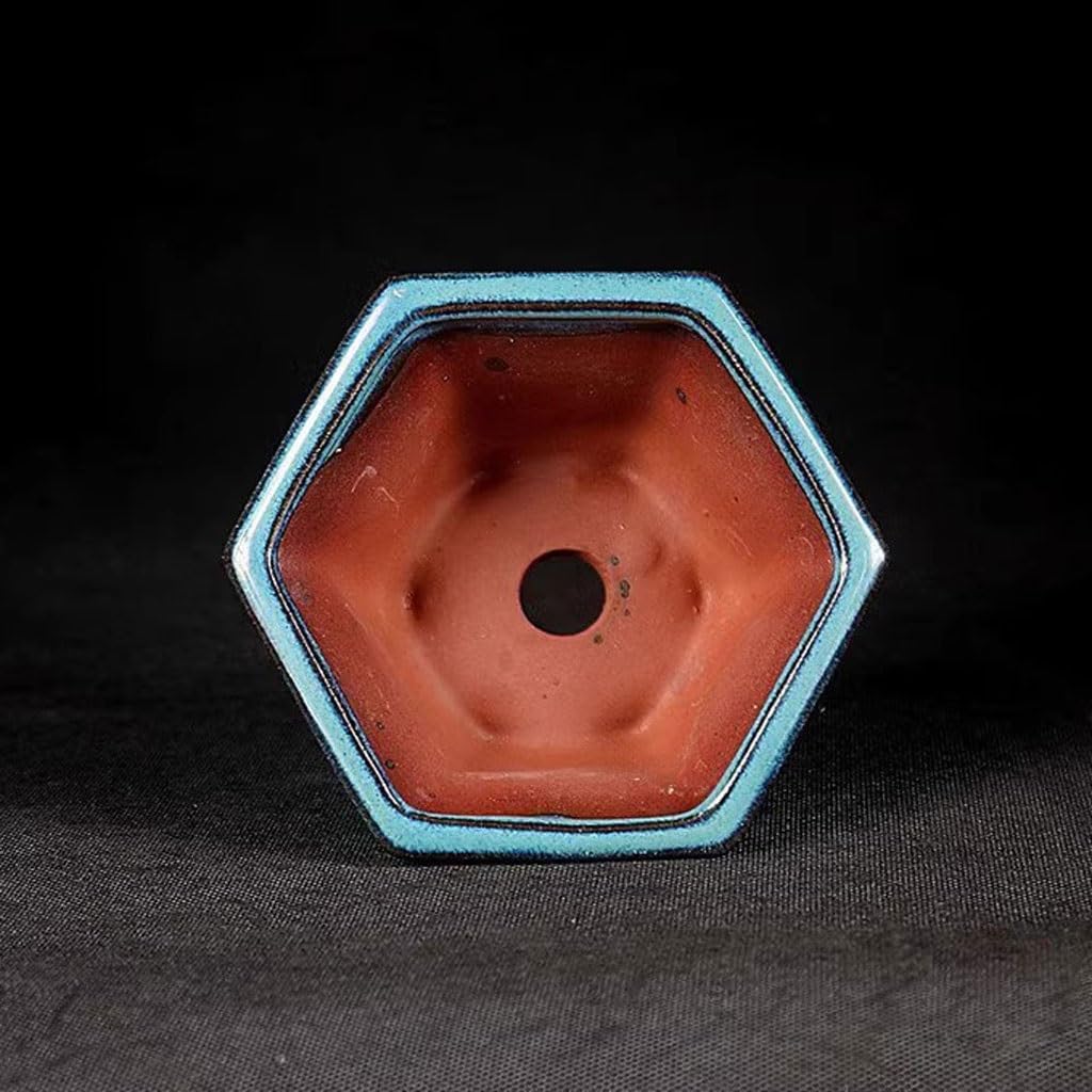 Doniczki na rośliny wewnętrzne doniczki ceramiczne kolorowe glazury doniczki na sukulenty doniczki miniaturowe doniczki bonsai fioletowe gliniane doniczki sześciokątne zielone doniczki