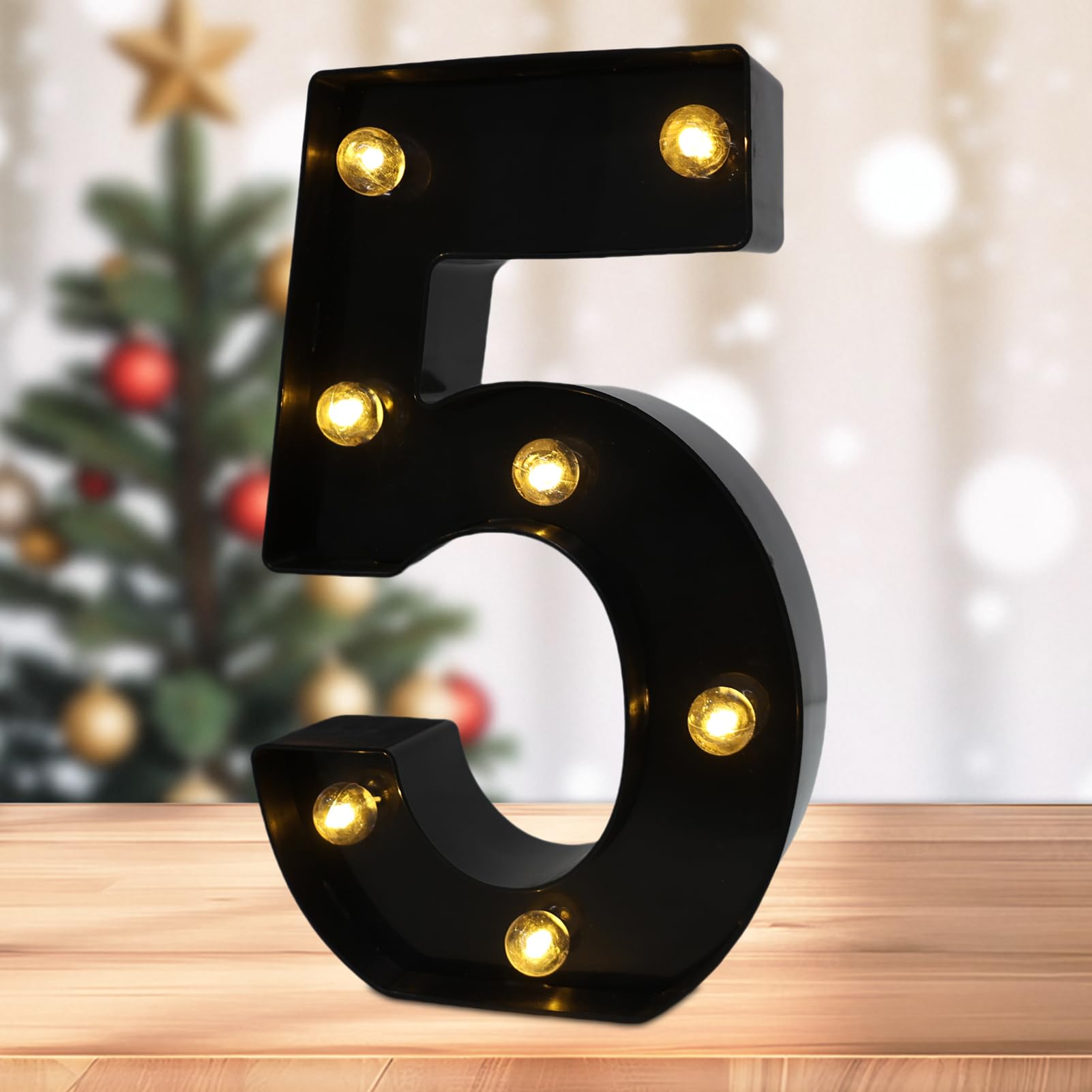 LED Marquee Numbers, 2026 Light Up Numbers for Party, Small Light Up Letters, Battery Powered Lighted Number for Birthday or Home Decor (Black, 5)