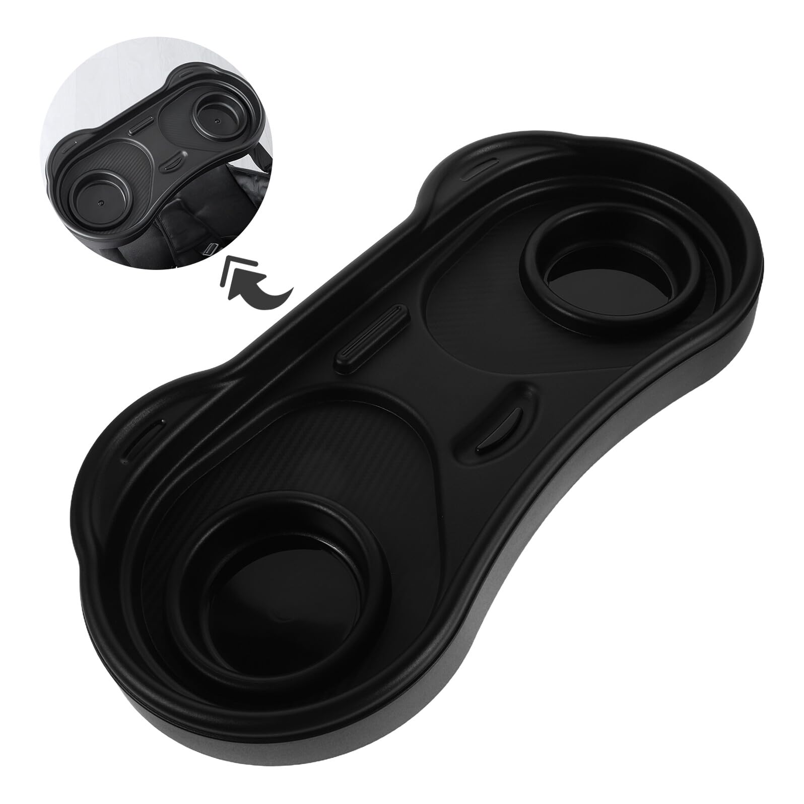 Plateau à Goûter pour Poussette, Grand Format, Abs Noir | Installation Stable, Surface Élargie, pour Déplacements et Sorties, Accessoire Amovible avec Porte-gobelet