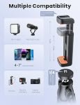 Phone Tripod, Portable and Flexible Phone Stand for Video Recording with Wireless Remote, 360° Rotating Tabletop & Travel Tripods for iPhone, Smartphones, Camera