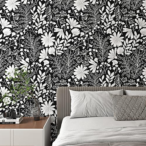 Papier peint noir et blanc fleur ReWallpaper : rénovation facile - 3