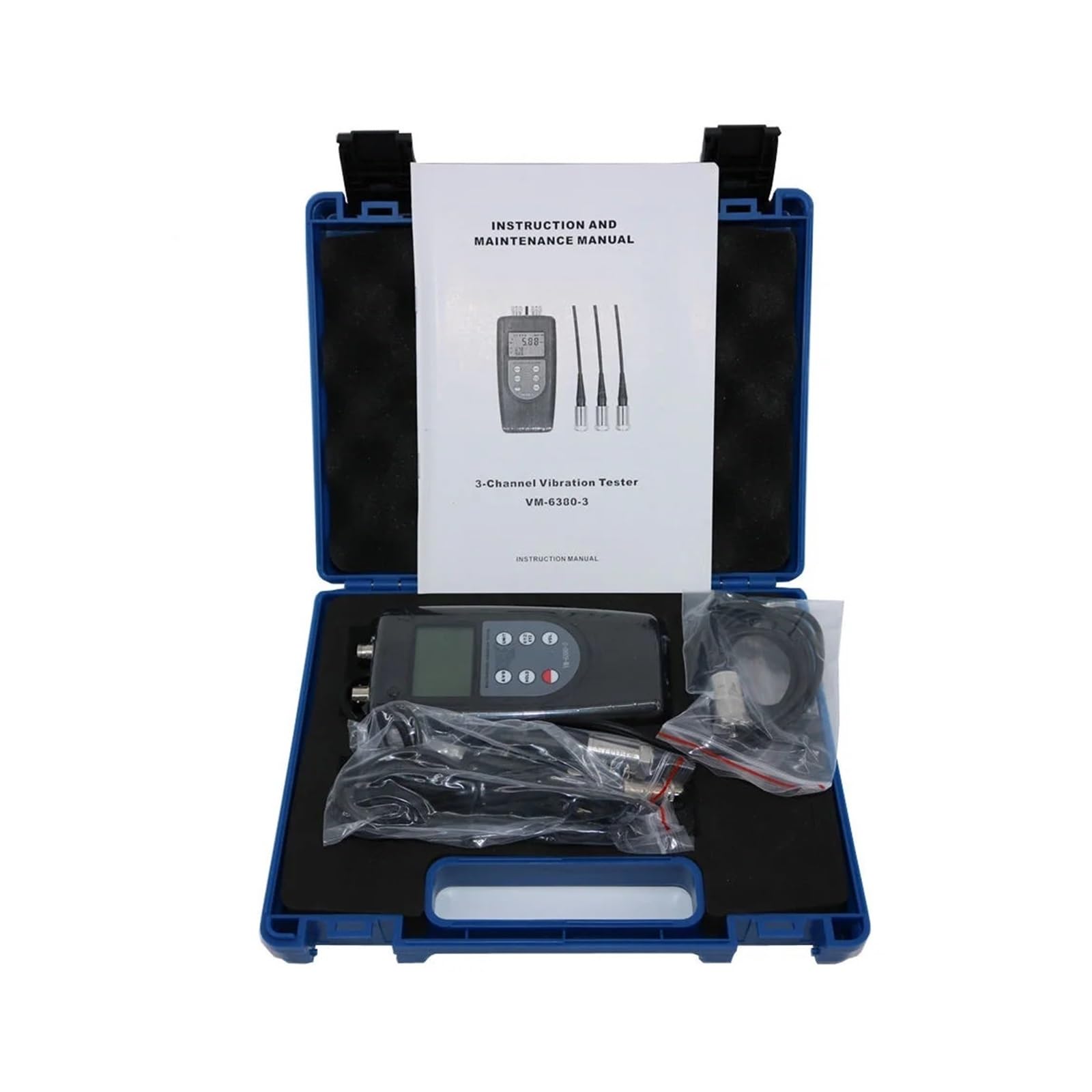 Vibrationsmesser, VM6380-3 Digitales Vibrationsmessgerät mit 3 pciezoelektrischen Wandlern Periodisches Bewegungsvibrometer VM-6380-3