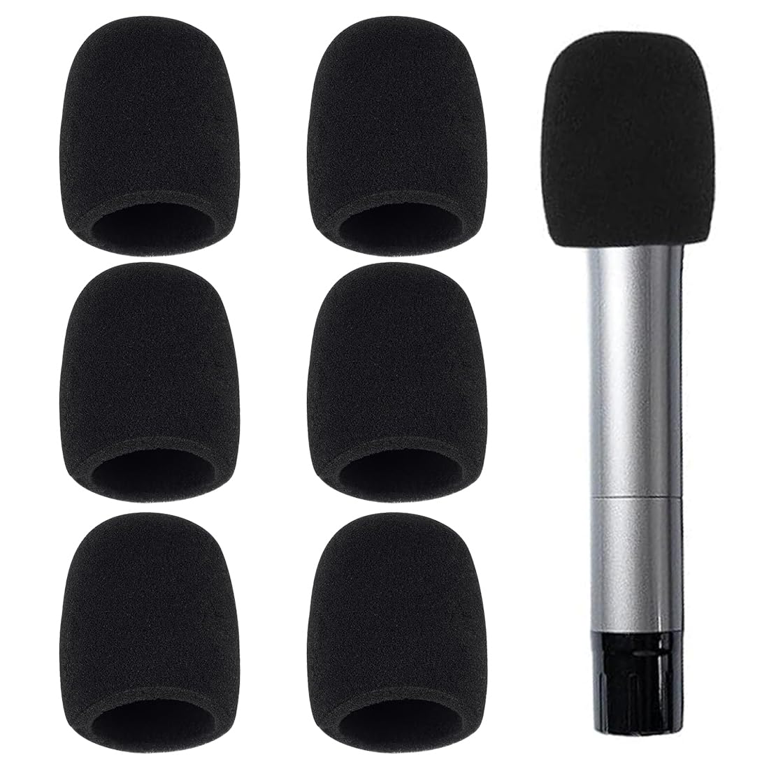 6 Pièces Bonnette Micro Mousse Anti-Bruit Noir - Universelle Anti-Poussière Anti-Vent Pour Micro à Main, KTV, Scène, Chant, Réunion