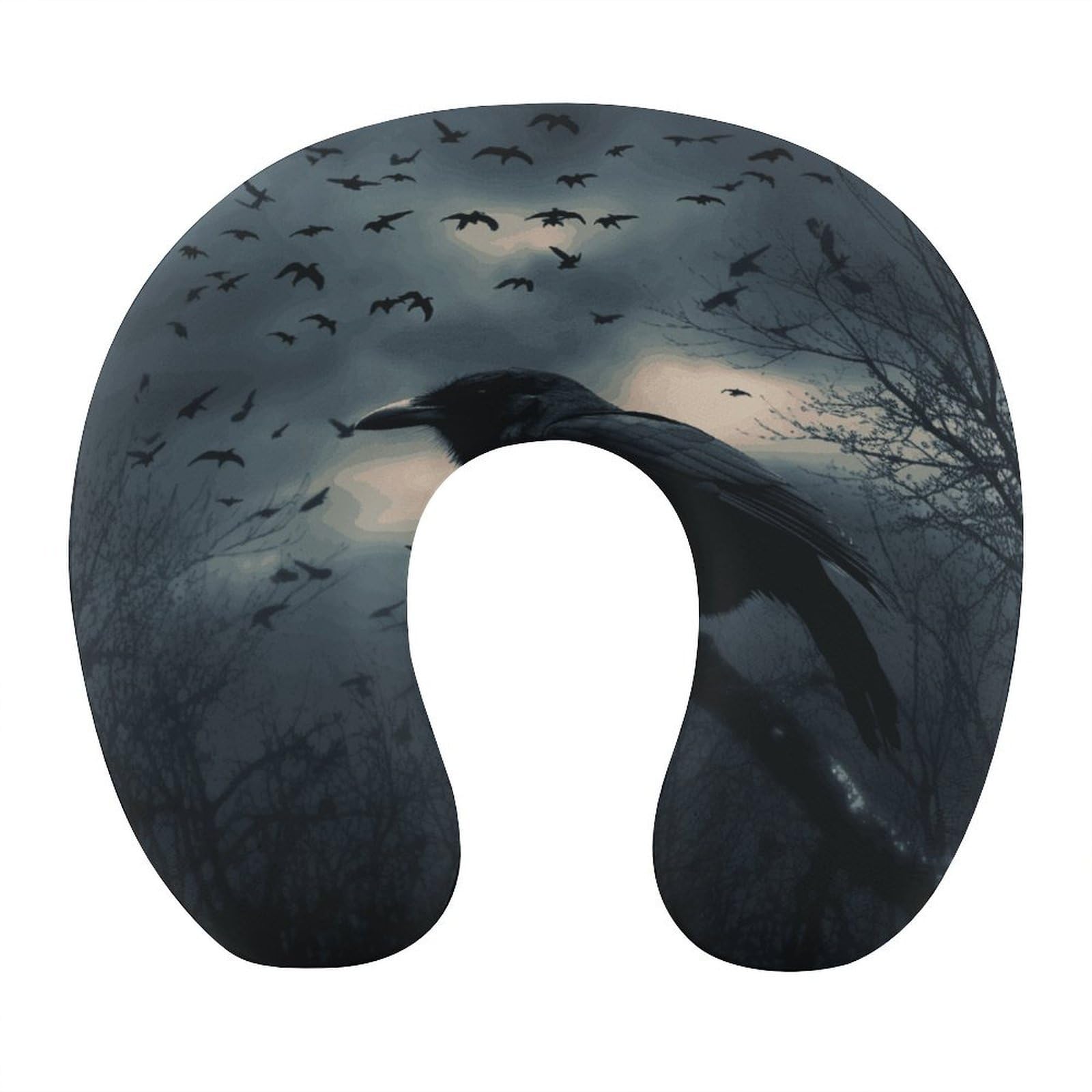 Btcowzrv Style Night Crow U Shaped Neck Pillow Travel Pillows