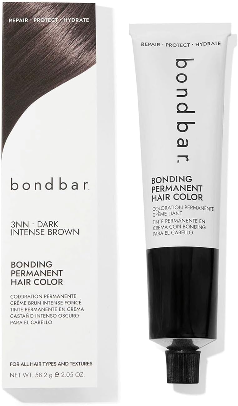 Bondbar 3NN Dark Intense Brown Bonding Permanent Creme Hair Color, Repairing hair dye for all hair types, Vegan, Built in Bonding, 2.05 Oz