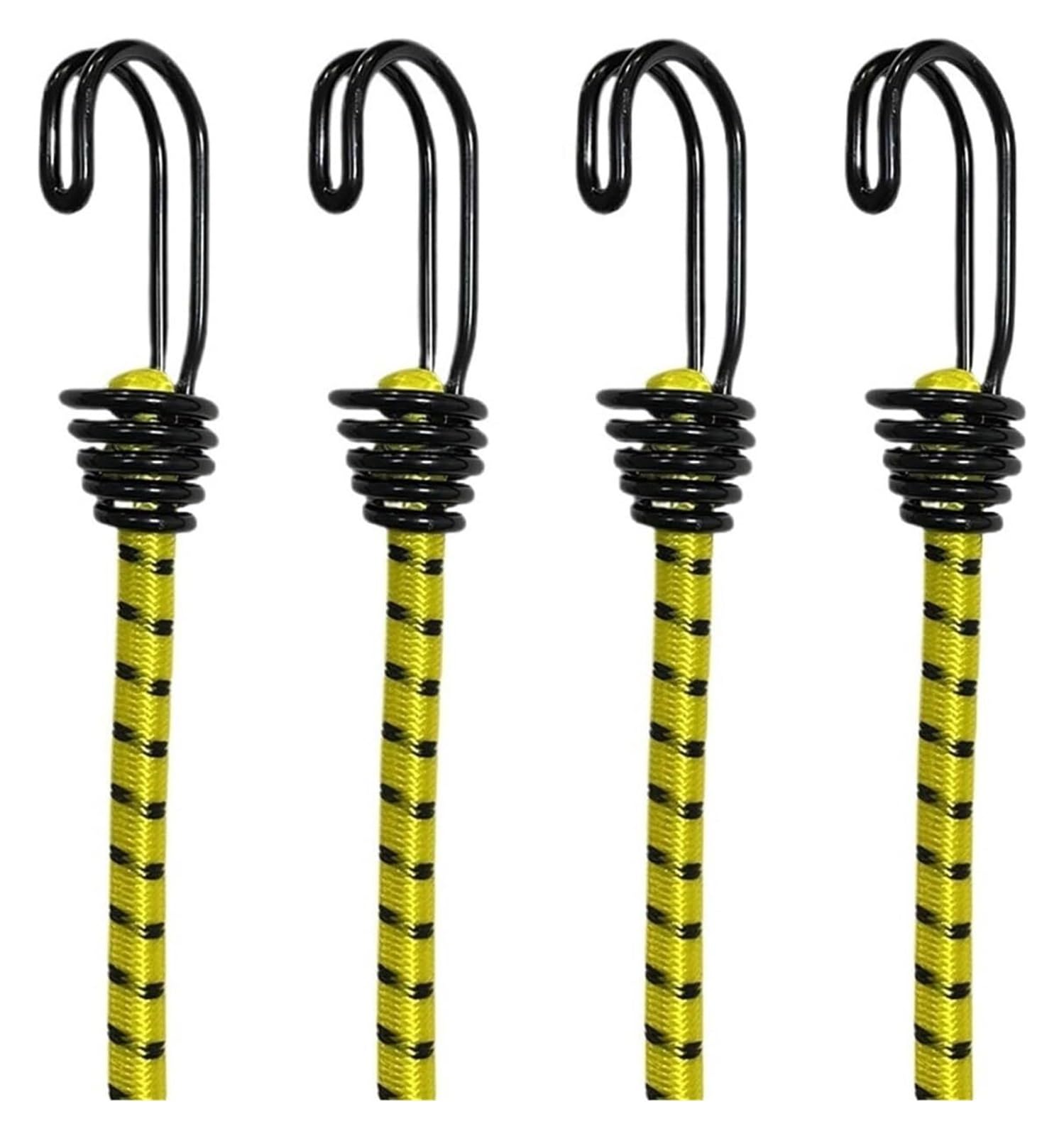 Corde elastiche con ganci, Corde elastiche con ganci a doppia J 4 pezzi 60 cm multicolore for bagagli da bicicletta campeggio(4Pcs Yellow)