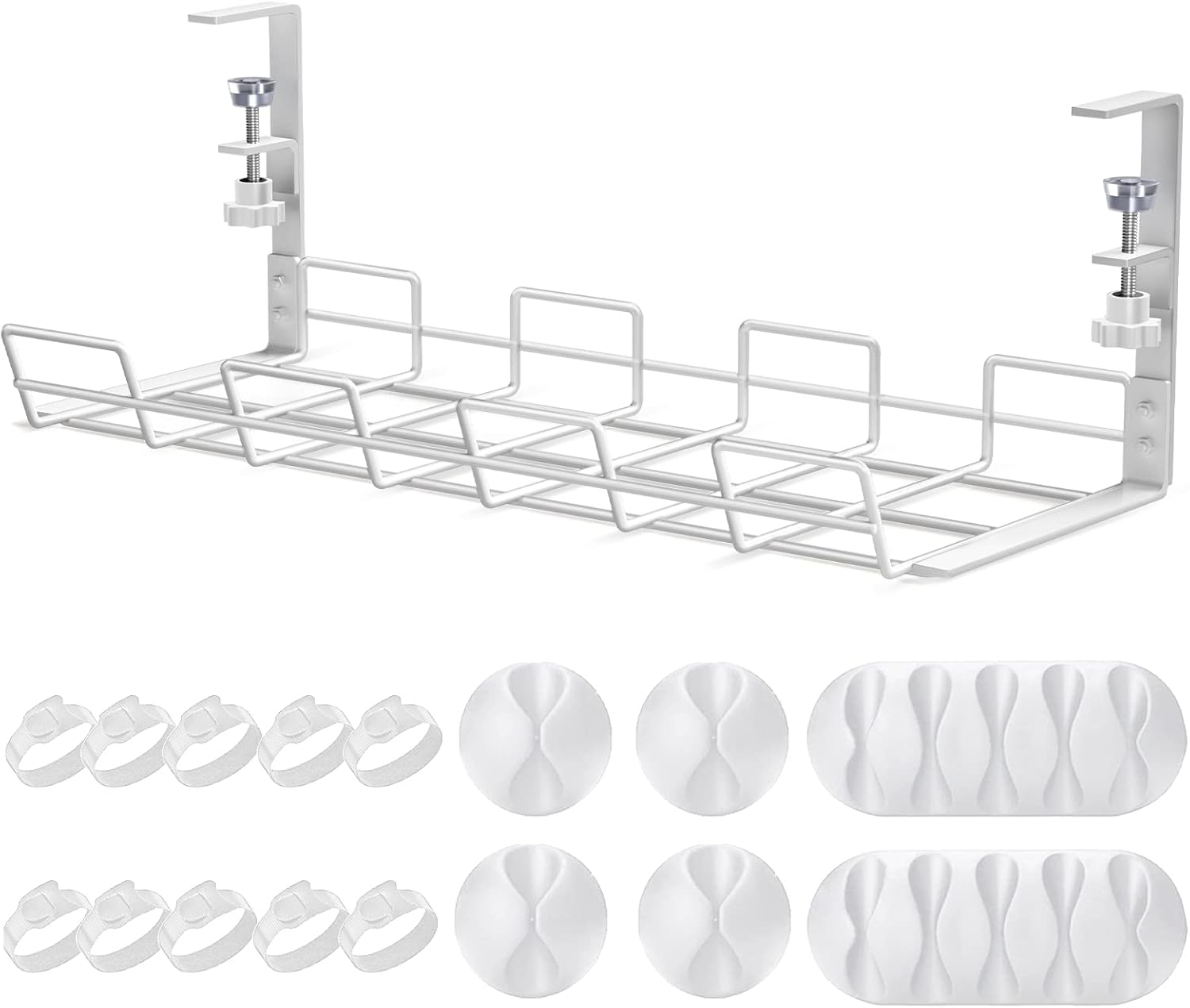 No Drill to Desk Cable Management Tray, 1 PCAK Cable Racks Under Desk ...