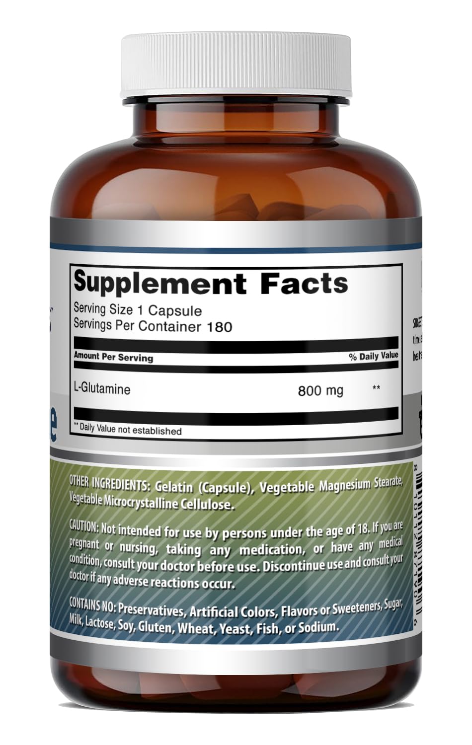Amazing Formulas L-Glutamine Amino Acid Supplement | 800 Mg Per Serving | 180 Capsules | Gluten Free | Made in USA — Amazon image 4