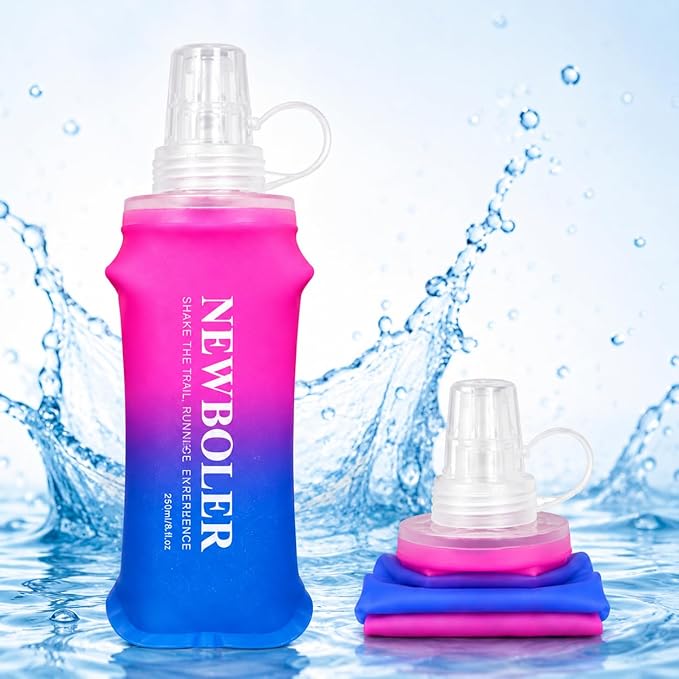 Garrafa Dobrável Flexível Esportiva Squeeze Portátil Silicone Reutilizável Livre de BPA Bico Anti Vazamento com Tampa Protetora para Corrida Ciclismo Bike Academia Caminhada Trekking Viagem Hidratação
