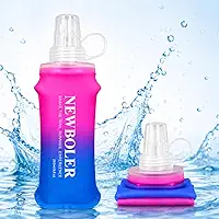 Garrafa Dobrável Flexível Esportiva Squeeze 250ml Portátil Silicone Reutilizável Livre de BPA Bico Anti Vazamento e Tampa Protetora Corrida Ciclismo Bike Academia Caminhada Trekking Viagem Hidratação
