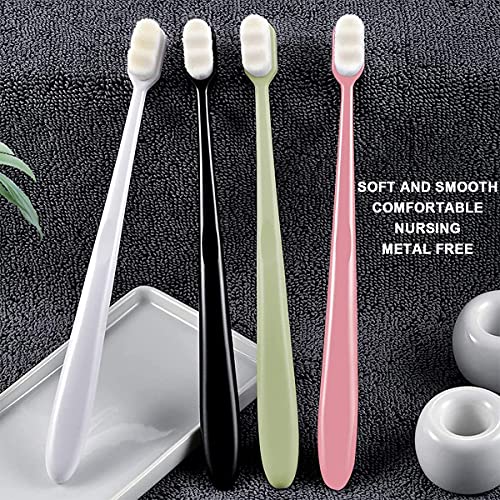 Extra Soft Toothbrush For Sensitive Gums, Micro Nano Manual Toothbrushes With 20000 Soft Floss Bristle For Pregnant Women, Elderly, Adult, Kid, Braces And Gum Recessions (Black White Green Pink) #TOP5