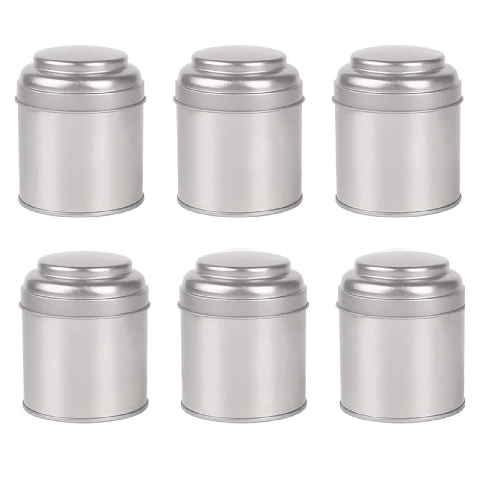 XIEHYA 6Pcs Mini Tea Tins Canister With Airtight Double Lids, Tin Can Box And Small Round Kitchen Canisters For (Silver) For Tea