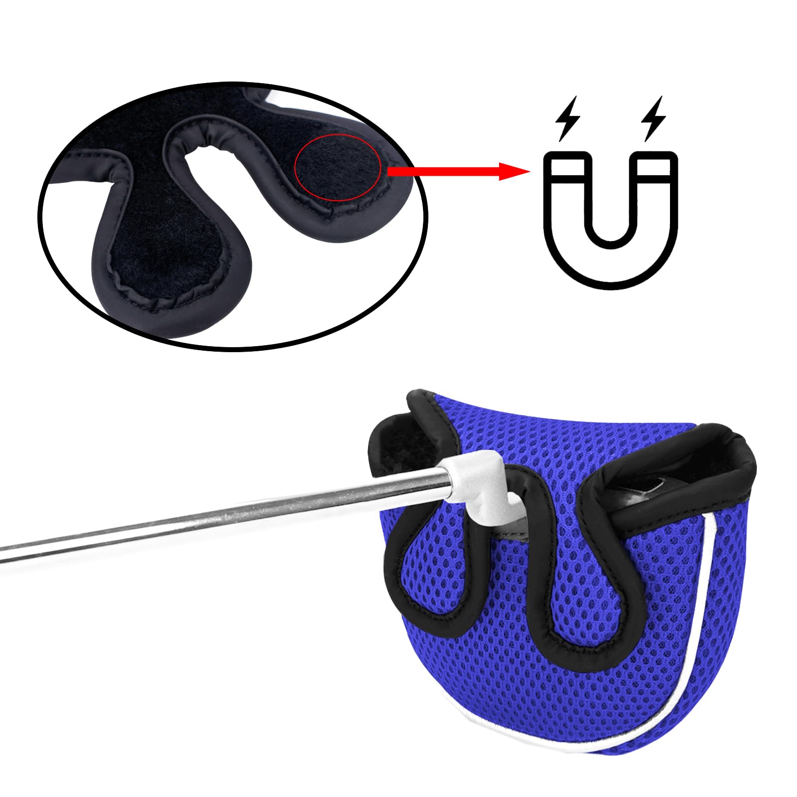 Andux Mallet Putter Cover Golf Putter Head Covers for Center Shaft Putter MT/TG16, Semicircle
