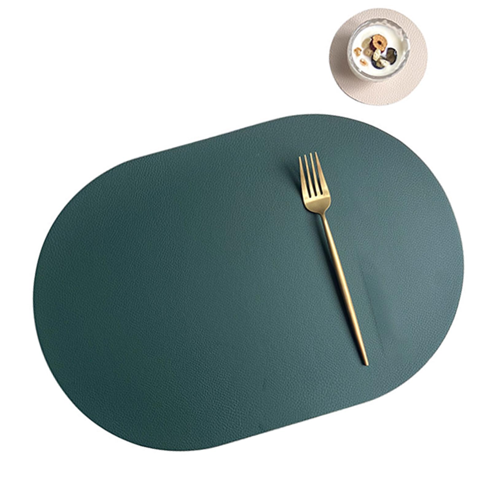 Premium PU Leather Placemats & Coasters Set, Oval Spill-Proof Tableware Mats for Commercial/Home Modern Tableware Placemats