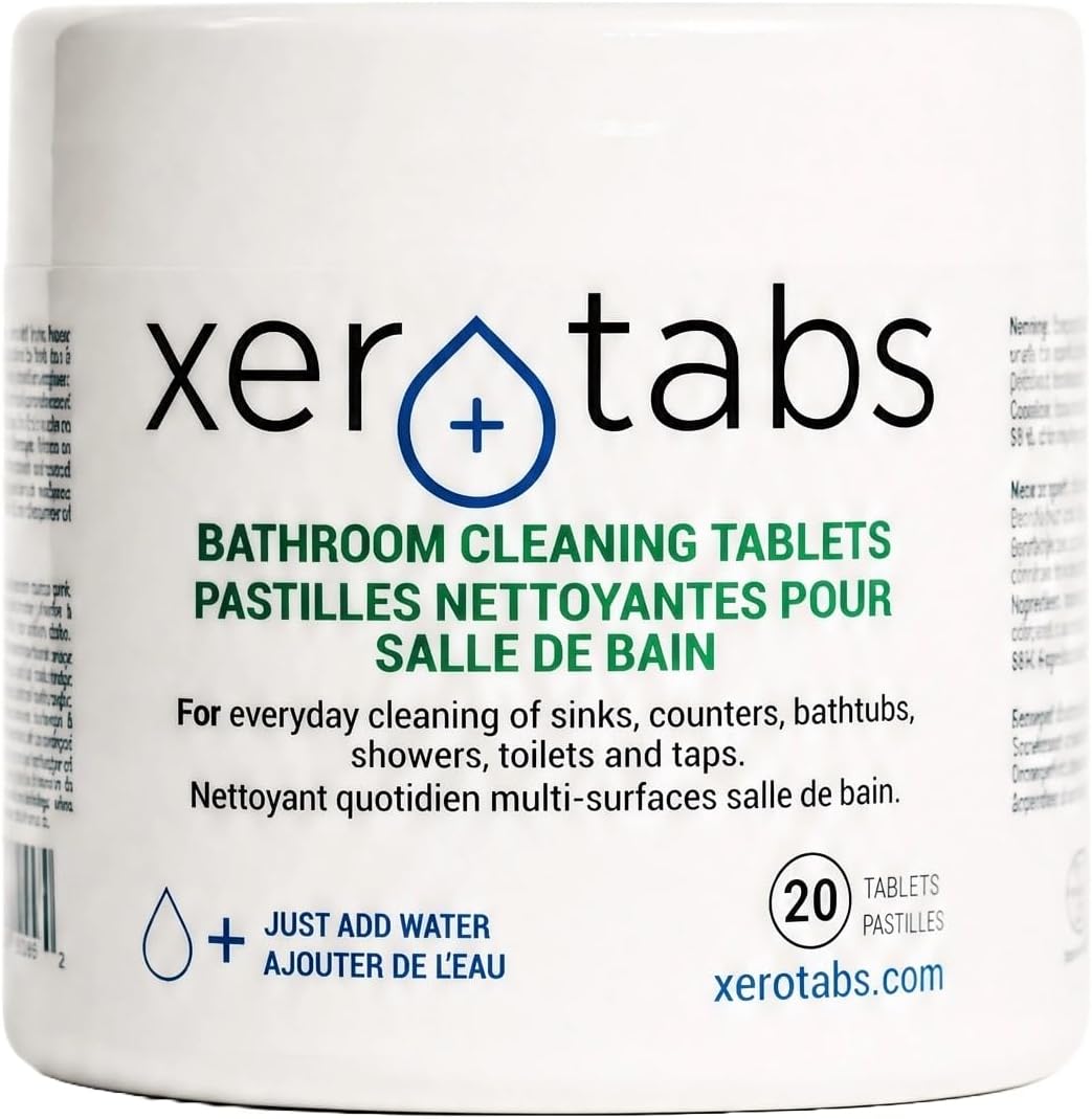 Bathroom Cleaning Tablets–Concentrated Cleaner for Commercial & Industrial Use–ECOCERT Certified, Non-Toxic & Biodegradable–Removes Soap Scum, Hard Water Stains & Grime–20×5g Tablets Formula!