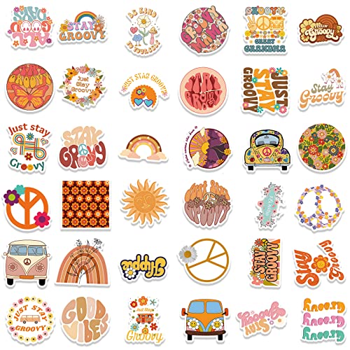 Hippie Stickers,Cute Vinyl Waterproof Vintage Groovy Boho Hippie Stickers For Laptop,Water Bottle, Envelopes, Crafts Scrapbooking,Merry Aesthetic Decorations,Stickers For Kids Aldult（101 Pcs ） #TOP6