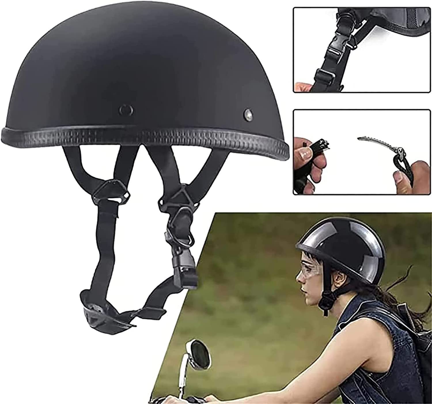 Halbschale Jet-Helm,ECE-Zertifiziert Retro Motorrad Halbhelm Brain-Cap Roller-Helm Scooter-Helm Für Männer Und Frauen Halbschalehelm Fahrrad Cruiser Chopper Moped Roller