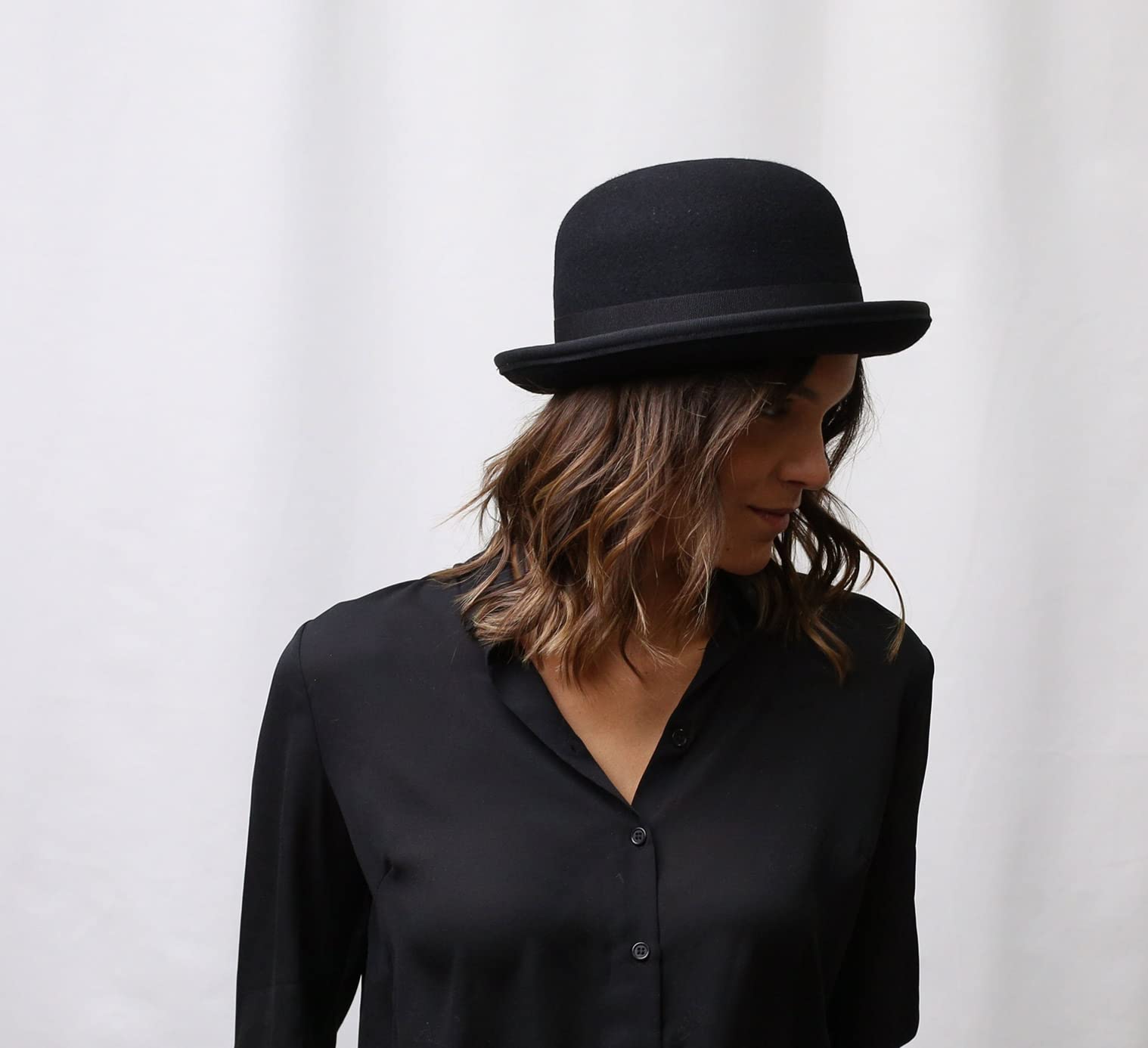 Classic Italy - Chapeau Melon Feutre Homme ou Femme Classic Melon - Taille 58 cm - Noir