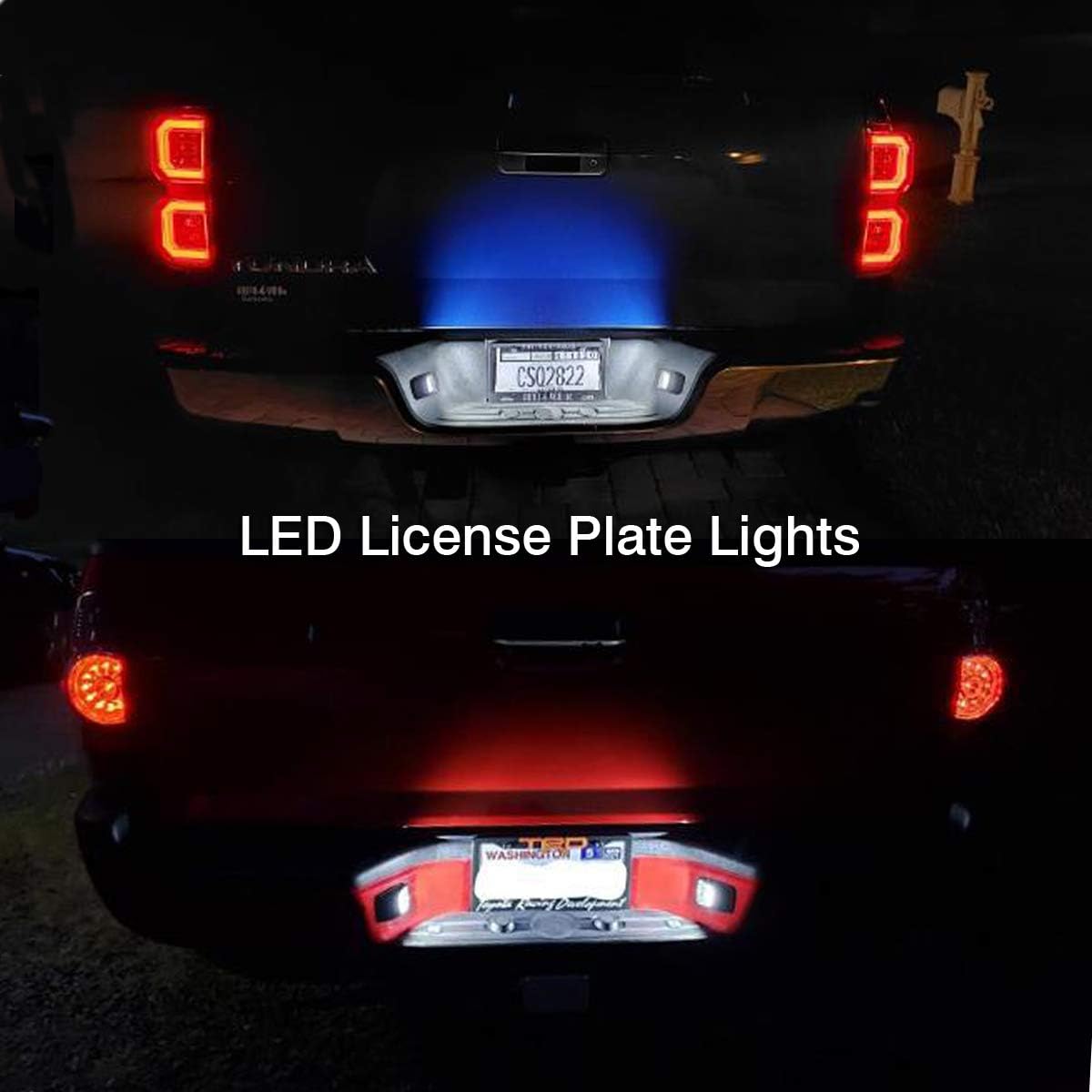iBrightstar Super Bright LED Bulbs Package Kit Accessories Fit for Toyota Tundra 2014+ Interior Map Dome Lights + Vanity Mirror Lights + License Plate Lights + Back Up Reverse Lights, White