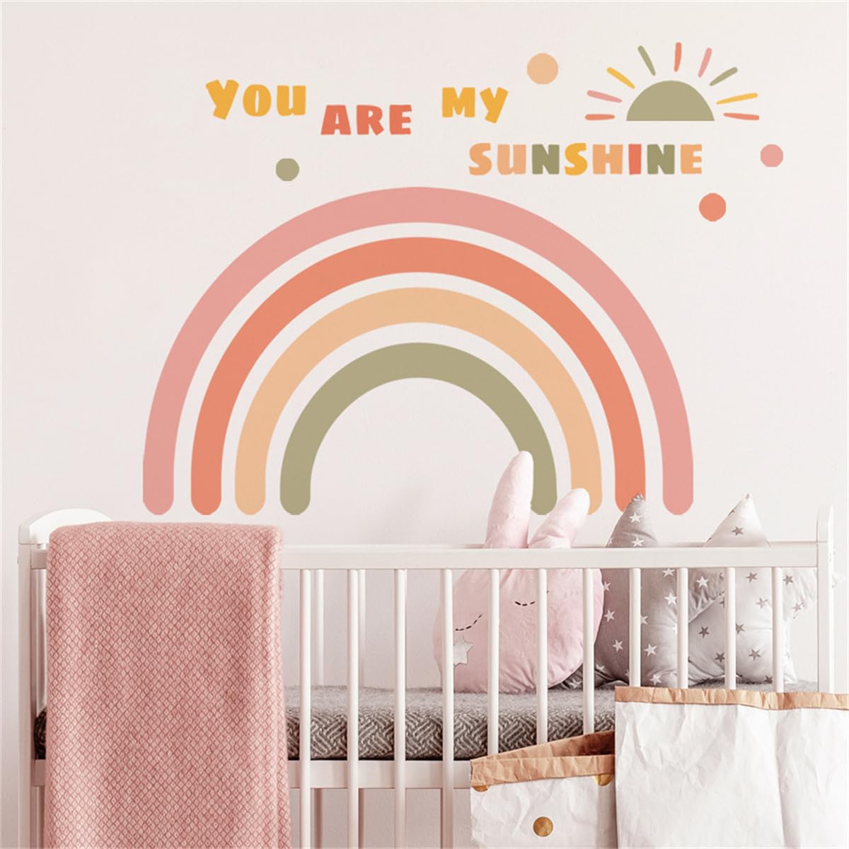 WALLMEII ウォールステッカー レインボー 大きい おしゃれ ステッカー You are my sunshine 剥がせる ウォールシール 男の子 女の子 ベッドルーム 子供部屋 幼稚園 壁紙 シール インテリア DIY 部屋飾り