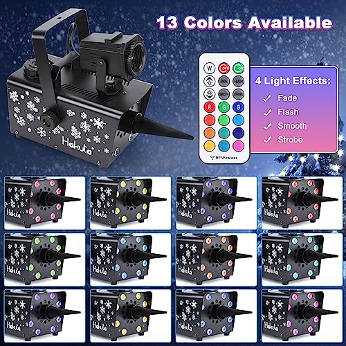 hakuta upgraded 800w snow machine with 8 led rgb lights led projection and 2 wireless remotes perfect for christmas halloweenparties wedding and dj stage