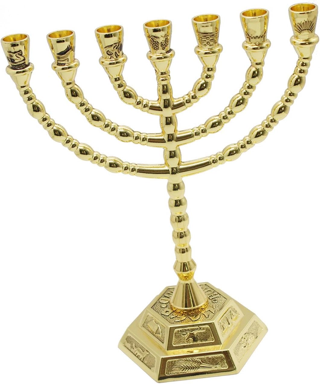 FASHIONMYDAY Candle Holder Menorah with 7 Branches 7.9 Height Metal Candlesticks Aureate" |Home & Garden | Home Decor | Candle Holders & Accessories