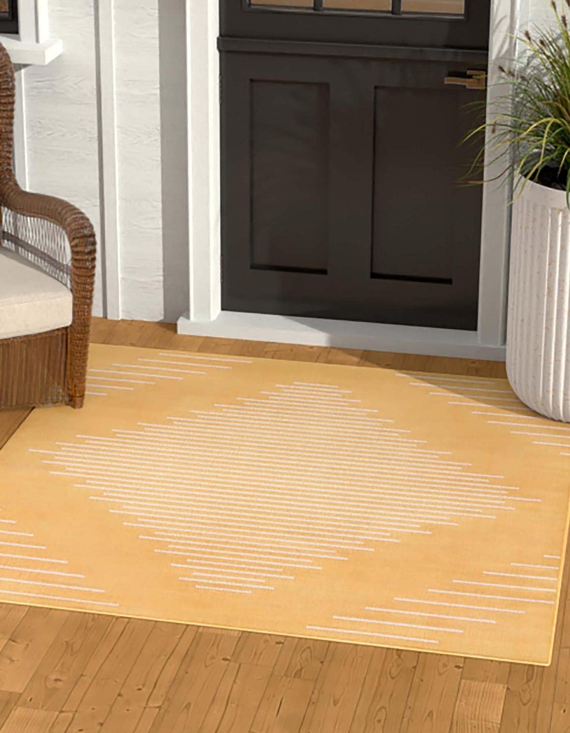 Unique Loom Outdoor Modern Collection Area Rug - Tambor (13' Square Yellow/Ivory)