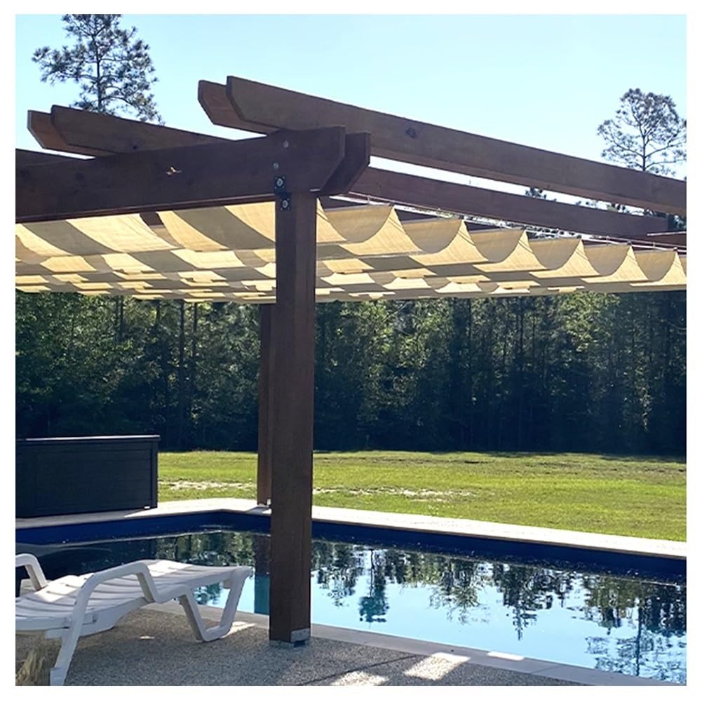 Ausziehbare Pergola Schattenabdeckung, Outdoor Vordach Markise für Terrasse, Veranda, Hof & Garten, Schiebe-Draht-Design, Wellen-Sonnenschutz