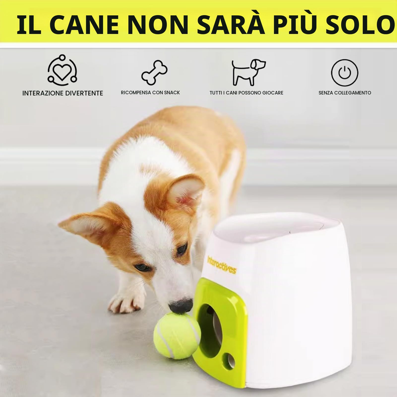 Lanciatore Automatico Della Palla per Cani, Macchina Interattiva Di Lancio Della Palla Da Tennis per Giocattolo Di Arricchimento per Uso Interno, Lanciatore di Palla per
