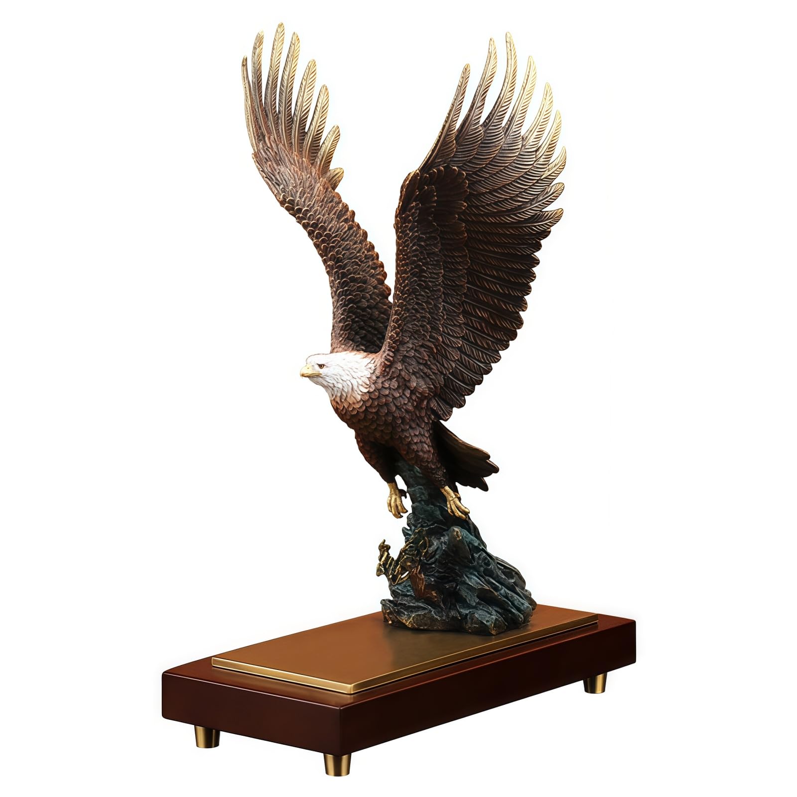 FENGSHUI-CAISHEN Top Brass Eagle Statue Indoor/Outdoor, Eagle Gift & Decor, Eagle Gifts for Men/Lovers, Eagle Sculpture, Eagle Figurine for Desk (