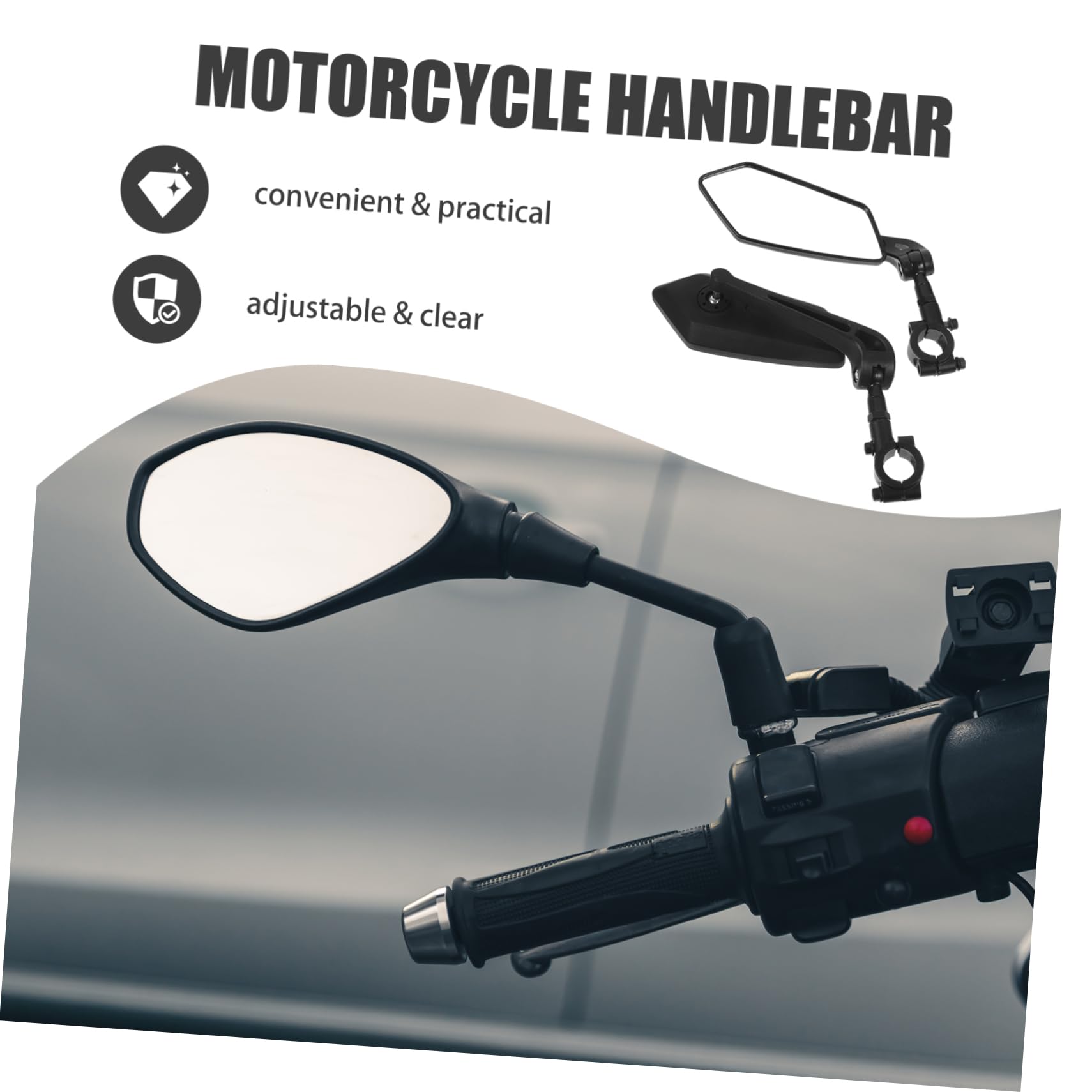 BESPORTBLE Specchietti Retrovisori Laterali per Bicicletta e Bici Elettrica, 2 Pezzi, Plastica Nera, Altezza Regolabile, Facili da Installare