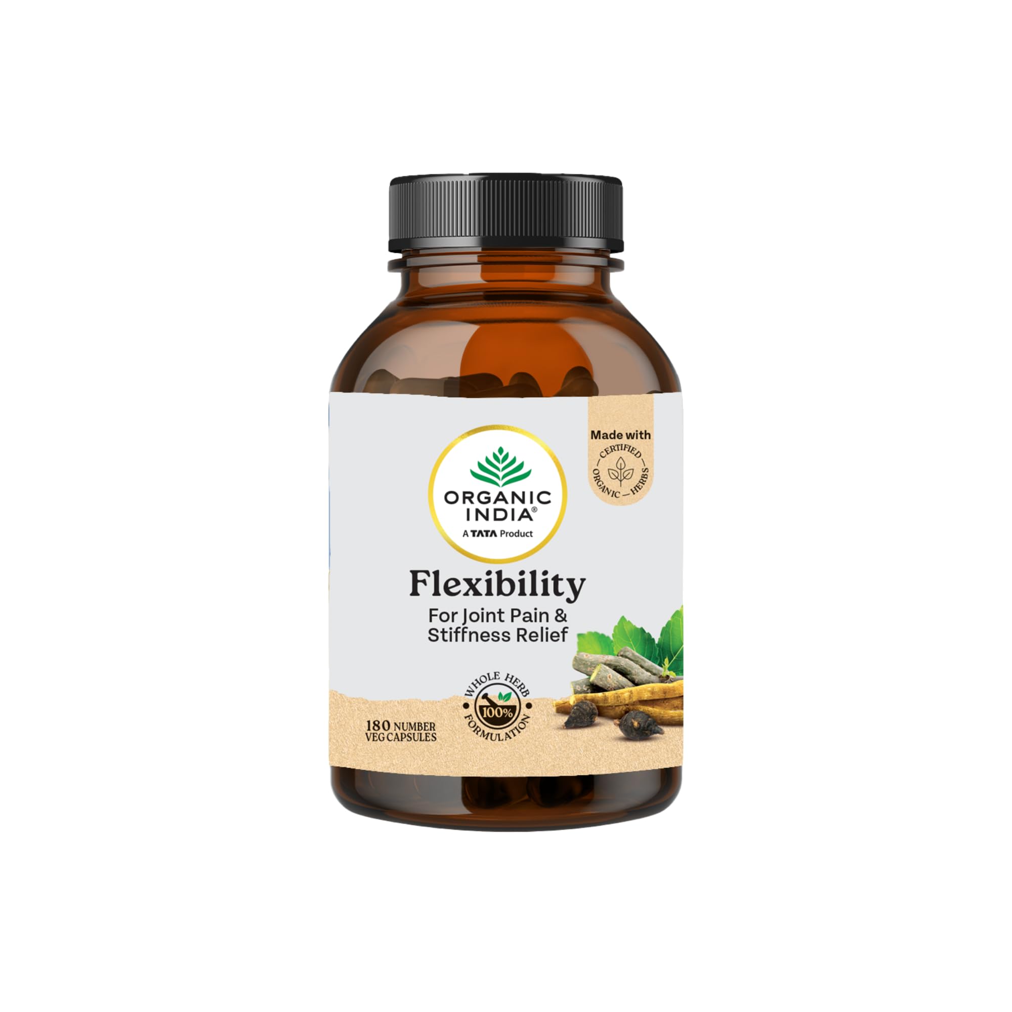 A TATA Product - Organic India Flexibility - 180 Veg Capsules, Helps Improve Joint Mobility, Reduce Inflammation, Stiffness & Relaxes Muscle Spasm, GMP & NPOP Certified Organic-picture-24