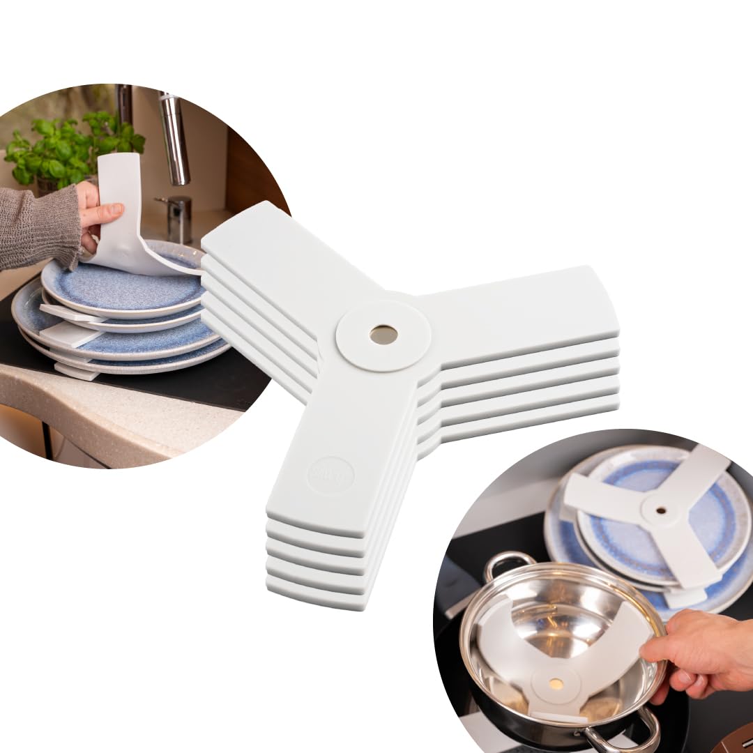 Silwy® Magnetic Adapter Set (Set of 5) for Existing Plates, Bowls, Kitchen Utensils, Pots, Pans and Much More - 5-Piece Set, Magnetic System for Retrofitting, Magnetic Sandwich for All Items