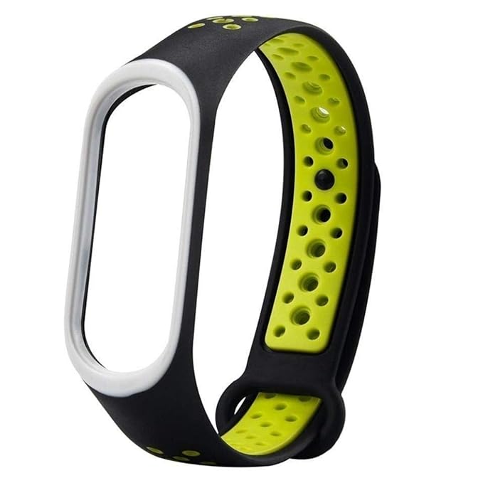 HUMBLE MI Band 4 Strap Bracelet Sports Wrist Strap Colorful Silicone Replacement for MI Band 3 & 4- Green & Black
