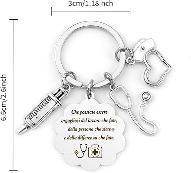 Portachiavi Per Infermiera Inciso – Regalo Originale Per Laurea, Compleanno, In Argento, Con Messaggio Personalizzato - 4