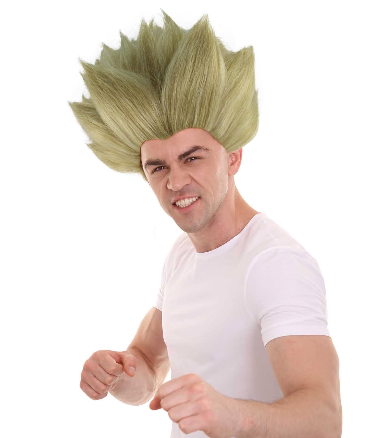 HPO Adult Men's Blonde Color Spiked Cosplay Anime Gamer Wig