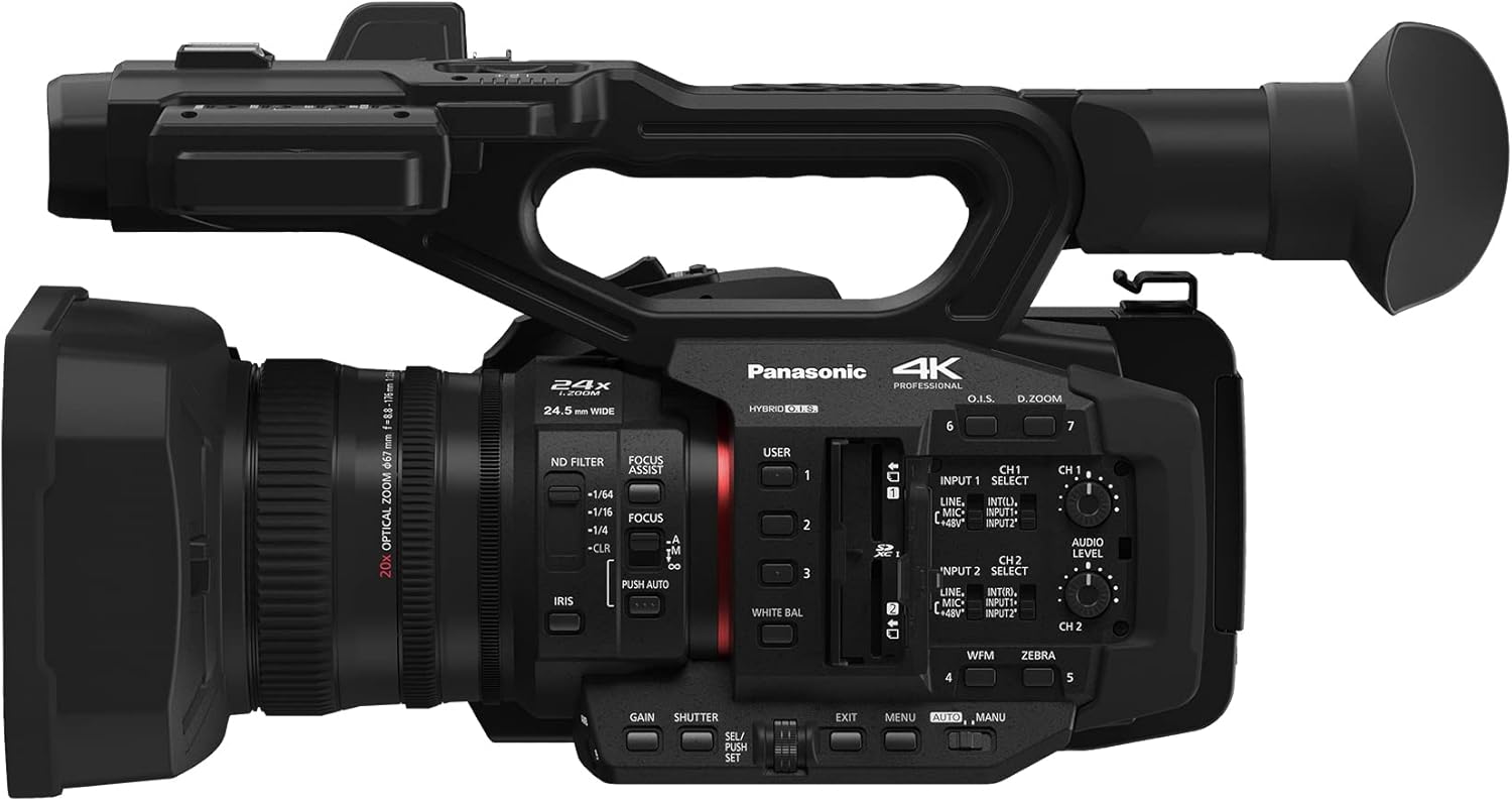 Panasonic Camcorder, Professional Quality 4K 60p, 1.0-inch Sensor, 24.5mm Wide-Angle Lens and Optical 20x Zoom, V-Log, Ethernet, Simultaneous SDI/HDMI Output, HD Live Streaming - HC-X2 (Renewed)