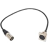 MCSPROAUDIO 2ft Pigtail: XLR Female Panel Mount to XLR Male Plug (Black) No Solder Install for Pro Audio Stage Floor Box and Patch Bay Installation Pass Through
