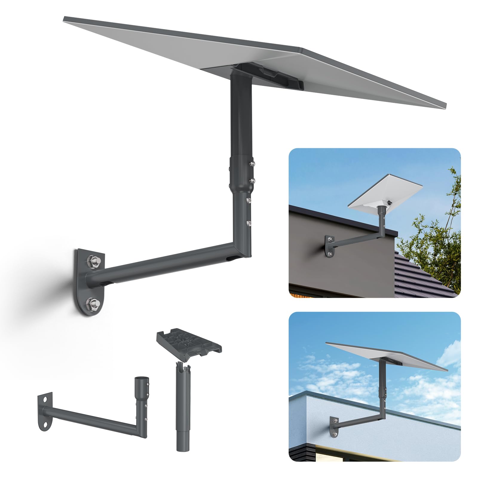 Starlink Mount, 360° Adjustable Starlink Wall Mount Aluminum Alloy Starlink Gen 3 Wall Mount with Starlinks Gen 3 Pipe Adapter for Starlink Standard 4/4X/Gen 3/Gen 2/Mini