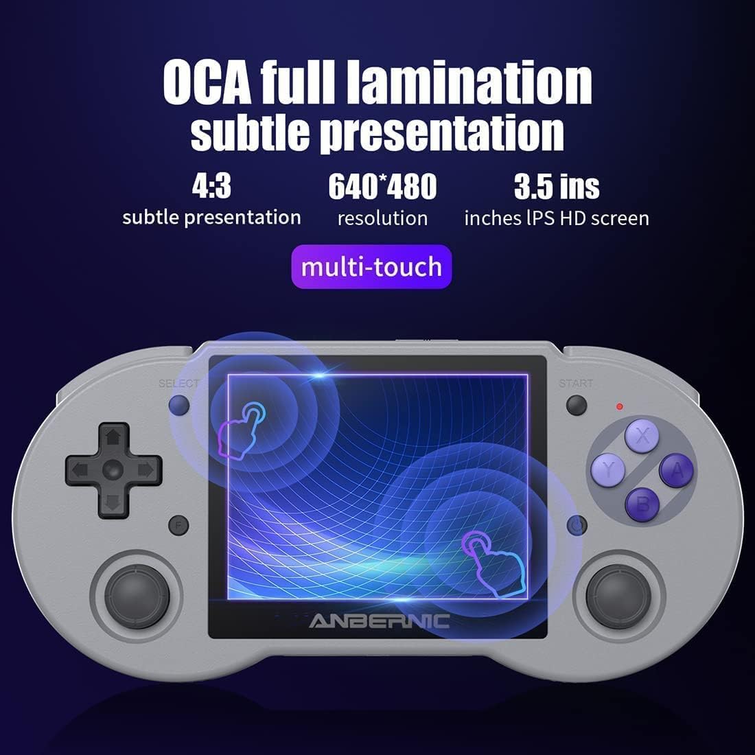 RG353P Handheld Game Console - 3.5 Inches Screen, 64GB Storage, WiFi & Bluetooth, Android/Linux Dual System, Open Source, Gray