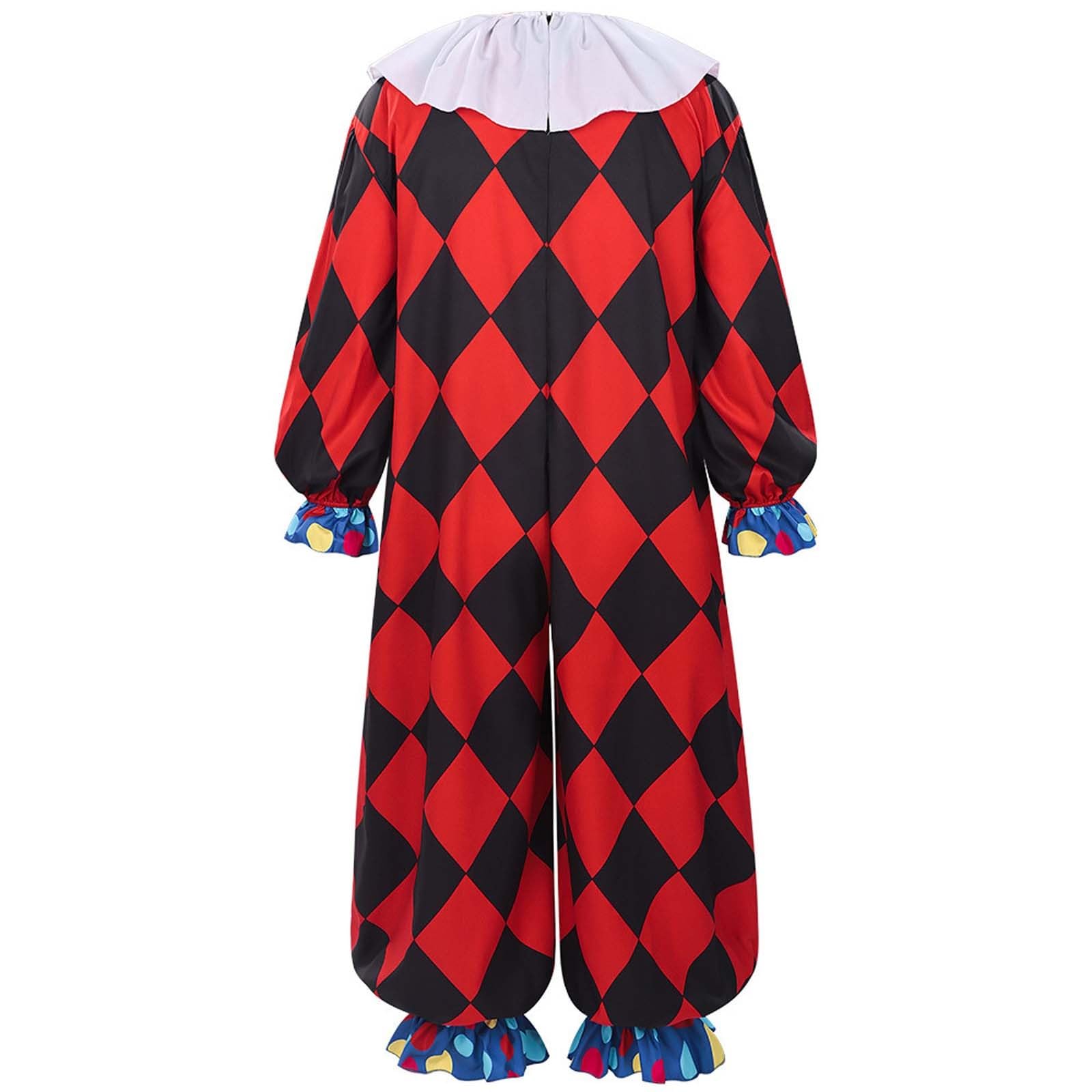 Tuta Colorata da Clown UnisexCompleto Arlecchino per Spettacoli Comici Set Costume da Clown del Circo per Uomo e Donna Accessorio per Feste