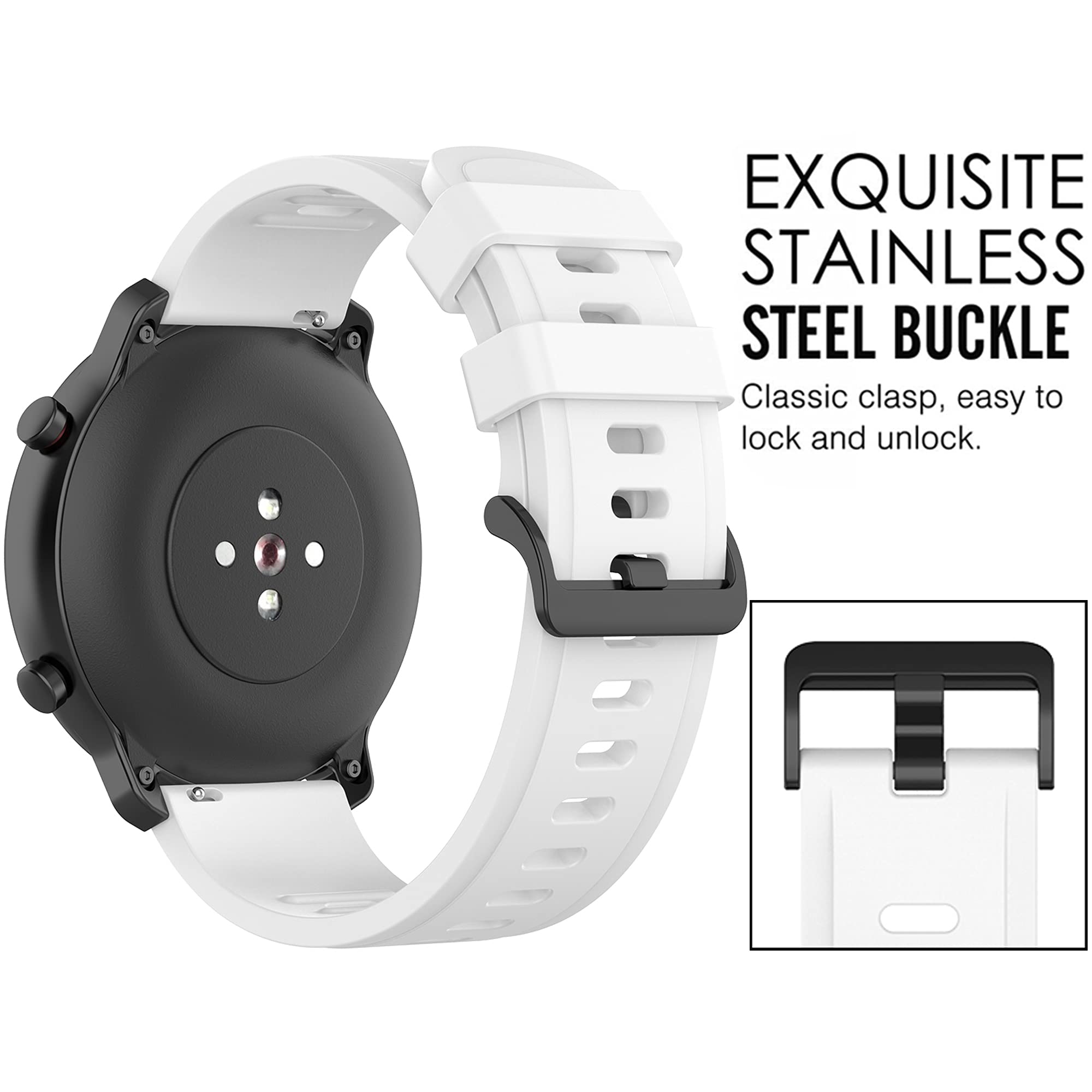Pasek do Amazfit Bip 6/Bip 5, 22 mm silikonowy pasek zastępczy do smartwatcha Amazfit GTR 4/3/3 Pro/2/2e/GTR 47 mm (bez trackera)
