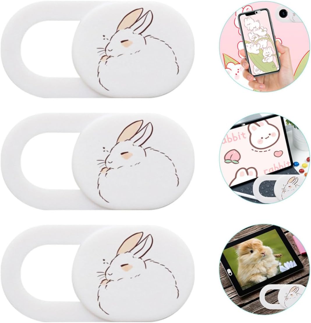 3pcs White Abs Webcam Privacy Covers Slide Camera Cover Self-Adhesive for Computer and Tablet with Chic Design Protecting Privacy