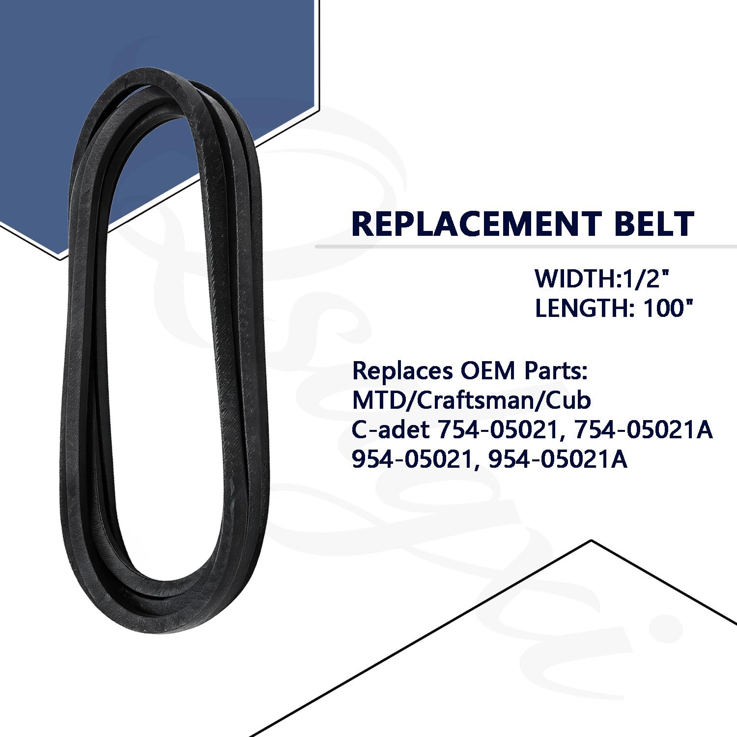 754-05021 Lawn Mower 42-inch Deck Blade Drive Belt 1/2" x 100" for MTD 954-05021; Cub Cadet/Craftsman 754-05021, 954-05021 XT1-LT42 and XT2-LX42