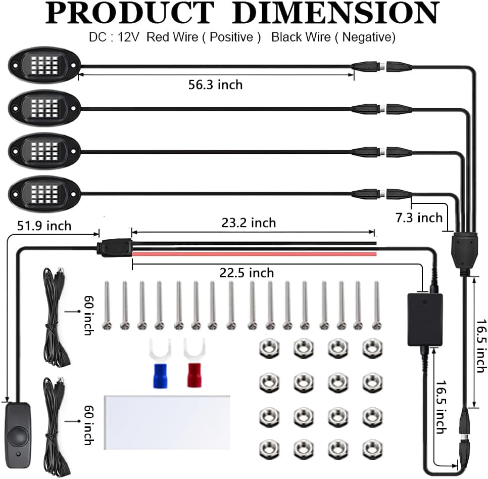 GSRECY RGB LED Rock Lights for Trucks, 4 Pods Rock Lights with App/Remote Control/Music Mode, Multilcolor Neon Underglow Wheel Well Light for ATV Pickup Off Road RZR UTV Golf Car Trailer Boat