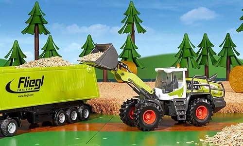 Miniatura 18 de Siku 1979, Claas Axion 850 con cargador frontal, 1:50, metal/plástico, verde, pala móvil, enganche trasero, se puede combinar remolques de la misma