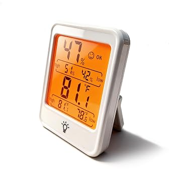 Thermometer Hygrometer, Backlit Indoor Temp Monitor with Min Max