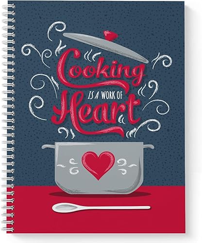 Miniatura 1 de Cuaderno de tapa blanda para cocinar con corazón de 8.5 x 11 pulgadas, 120 páginas de recetas, cubierta laminada brillante duradera, espiral de