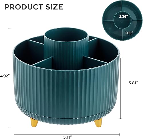 Miniatura 6 de HBlife Soporte para lápices para escritorio, 5 ranuras para organizadores y accesorios giratorios de 360 grados, suministros de papelería de