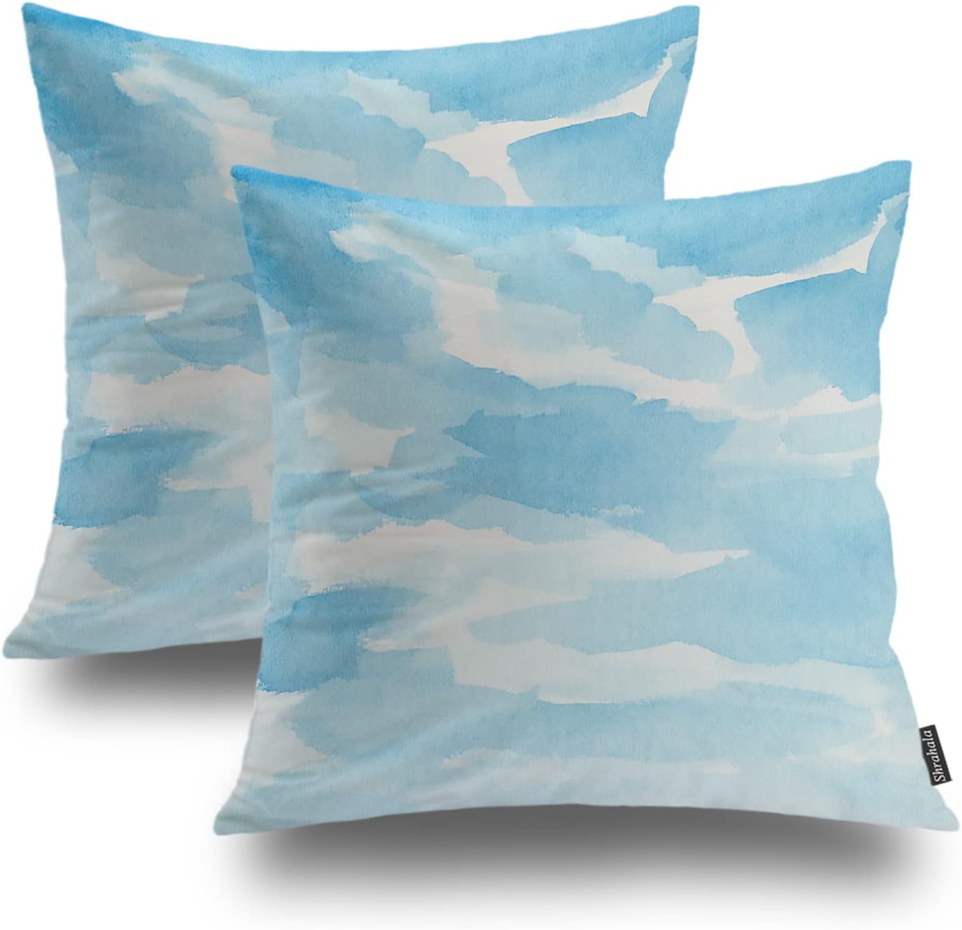 Abstract Throw Pillow Cover, Boho Floral Aqua Blue, Turquoise Teal
